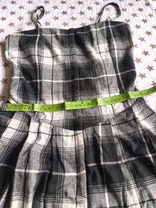 Plaid Mini Dress with Pleated Skirt