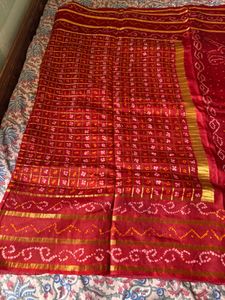 Pure silk bandhej gharchola saree