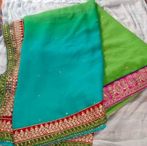 Georgette Designer Dual Shade Saree