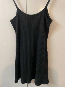 h&amp;m cotton jersey black mini dress