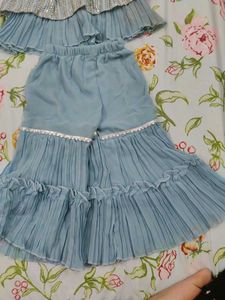 Girls' Blue Embellished Outfit