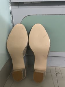 Gold Block Heel Mules