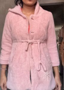 Chic Pink peachy Hooded Jacket