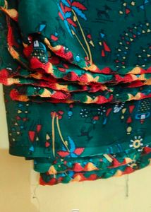 Green Printed Saree