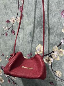 Chic Red Textured Shoulder Bag