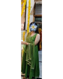 Olive Green Sleeveless Anarkali Kurta Set