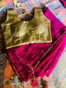 Designer bandhani saree with blause ❤️