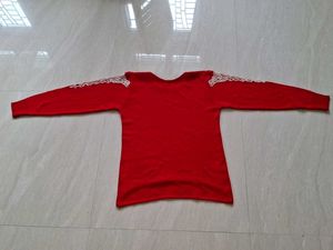 New(Size~M)Red lace woollen sweater🌻