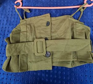 Olive Green Belted Crop Top