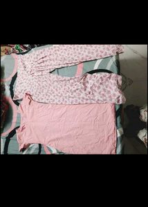 Pink Printed Kurta with Plain Pin