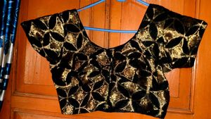 Elegant Black &amp; Gold Brocade Blouse