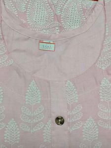 Pink Embroidered Chikankari Kurta