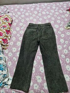 Stylish Washed black Wide-Leg Jeans