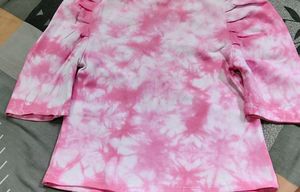 Pink Tie-Dye V-Neck Top