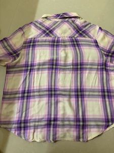 Purple Plaid Button-Up Shirt