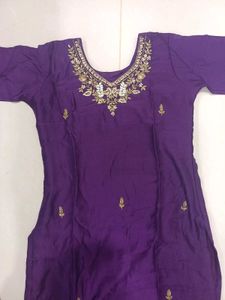 Embroidered Purple Silk Kurti for 249 only