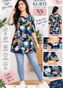 Stylish Tropical Print Short Kurti