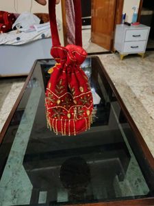 Red Embroidered Potli Bag