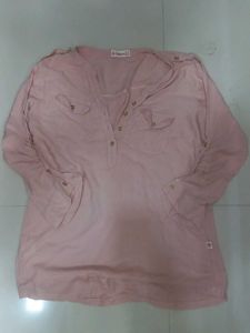 Pink Long Sleeve Button Up Tunic