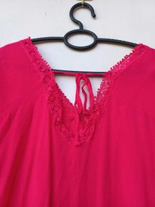 Vibrant Pink Lace Trim Top