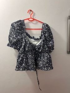 Chic Floral Print Puff Sleeve Top