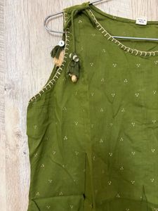 Olive Green Ethnic Tunic with Tassels