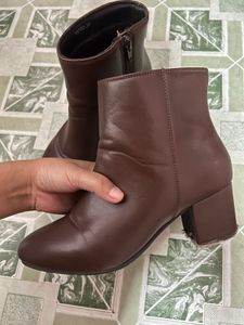 Stylish Brown Block Heel Ankle Boots