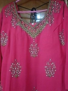 Designer Pink Kurta Set with Golden Pants