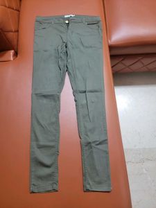 Olive Green Slick Fit Pants