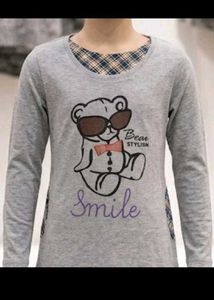 Gray  with Cute Teddy Bear Print tshirt