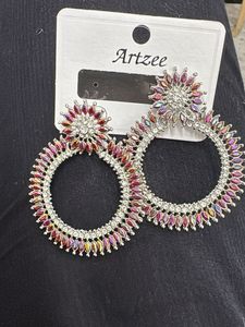 Pack of 2 Fashionable Crystal Stud Earrings