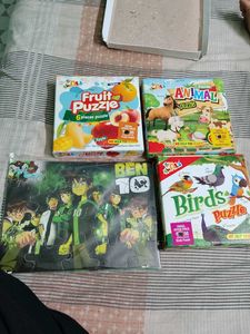 4 Kids Puzzles - Fruit, Animal, Birds, Ben 10
