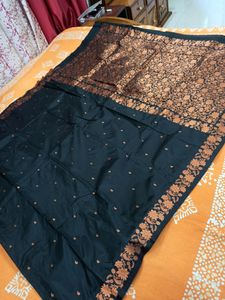 Copper Zari Katan Silk Saree With Bp