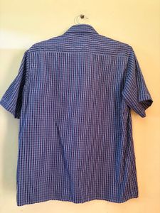 Classic Blue Plaid Short Sleeve Men's Shirt
