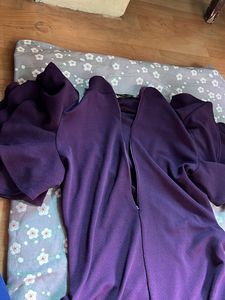 Elegant Purple Ruffle Sleeve Dress