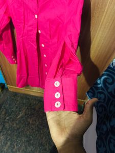 Chic Pink Button-Up Shirt Dress
