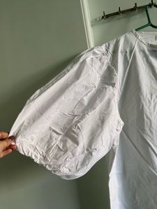 White Puff Sleeve Button-Up Top