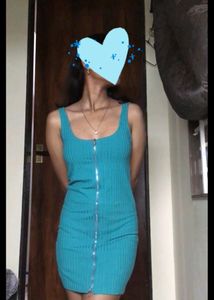 Mini Bodycon Ribbed One Piece(Sea Green Colour)💚