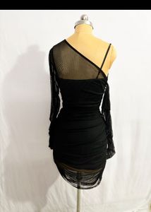 Chic Black Mesh Sleeve Bodycon Dress