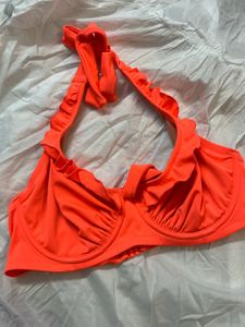 🍊Bright Orange Ruffle Bikini Top