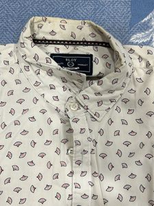 Men's White Printed Slim Fit Shirt