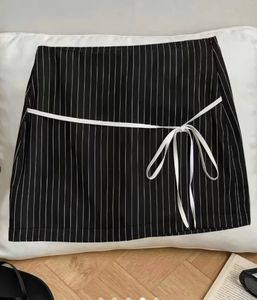 Chic Pinstripe Mini Skirt w shorts inside