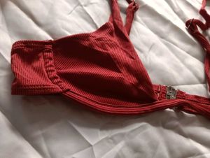 Red Ribbed Bikini top