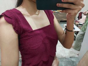 Chic Burgundy Square Neck Top