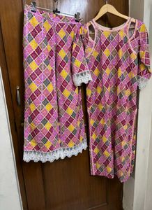 Pink Ethnic Kurta Set with Palazzo
