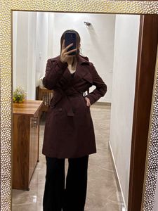DOUBLE BREASTED BURGUNDY  TRENCH COAT