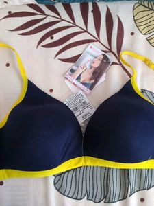 Floret Navy Blue & Yellow Bra