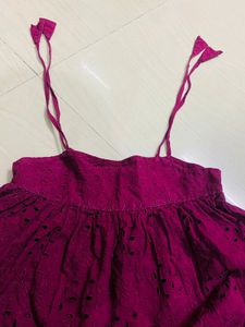 Burgundy Embroidery Frock