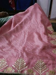 Elegant Pink Saree with Embellished Border