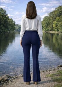 Navy Blue Flared trendy trousers Pant